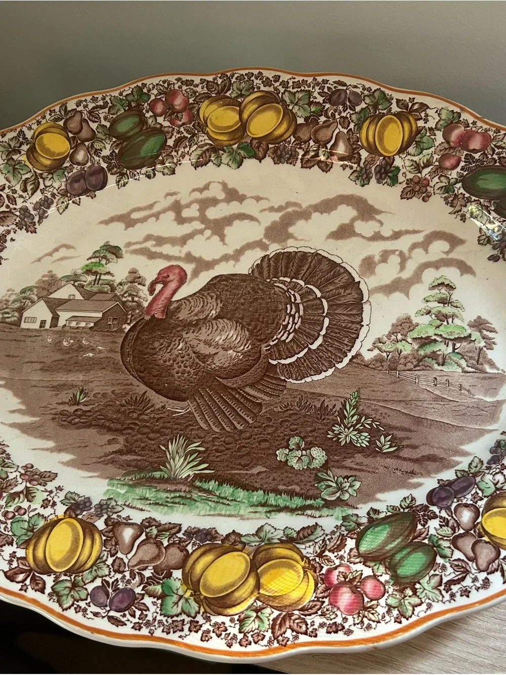 Barker bros ltd Vintage Turkey Serving Platter in Brown and Green